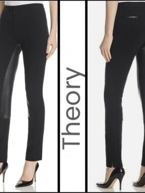 Theory Vegan Leather Trim Riding Ponte Pant